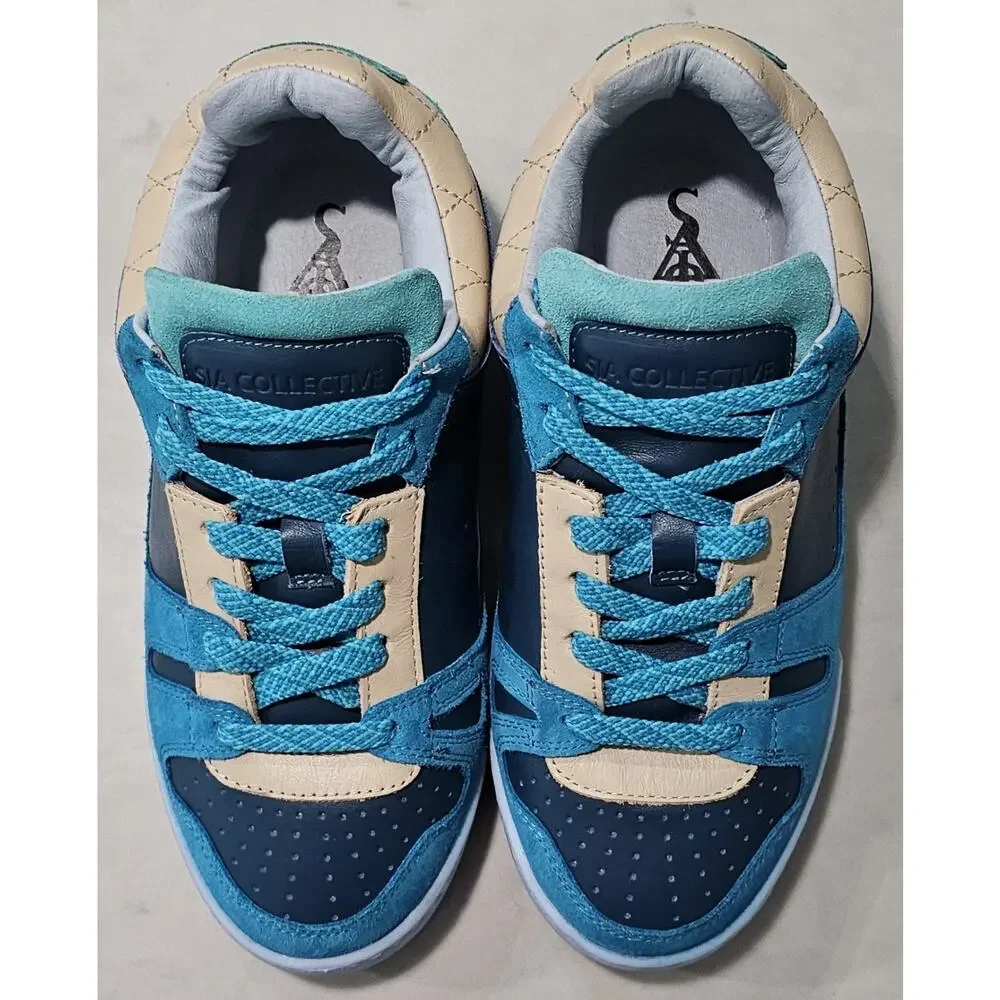 Sia Collective Vulture Sneakers Men's Size 5 Blue Teal Tan Used